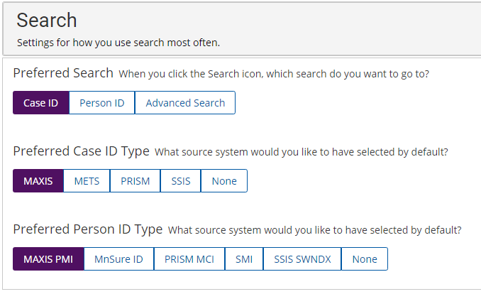 search settings
