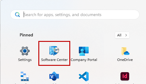 Software Center icon on Windows Start menu